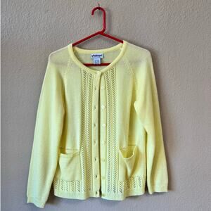 Vintage 1990's yellow National acrylic knit cardigan sweater size PS